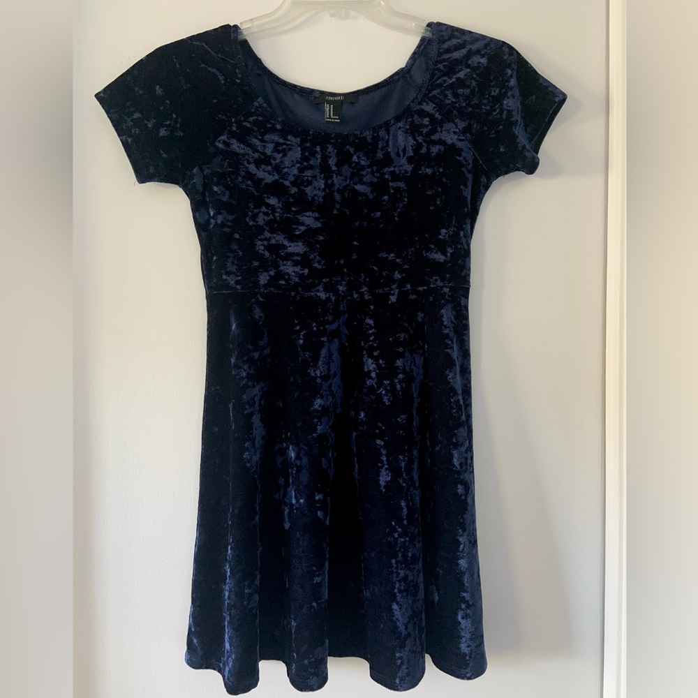 Blue Velvet Dress - Forever 21